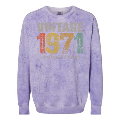 53 Year Old Gifts Vintage 1971 Limited Edition 53rd Birthday Colorblast Crewneck Sweatshirt