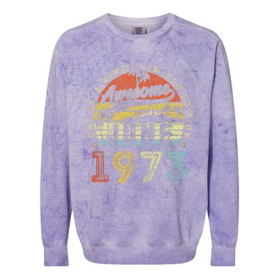 50 Year Old Awesome Since June 1973 50th Birthday Colorblast Crewneck Sweatshirt