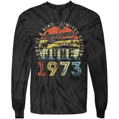 50 Year Old Awesome Since June 1973 50th Birthday Tie-Dye Long Sleeve Shirt