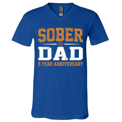 5 Years Sober Dad Aa Alcoholics Anonymous Recovery Sobriety Gift V-Neck T-Shirt