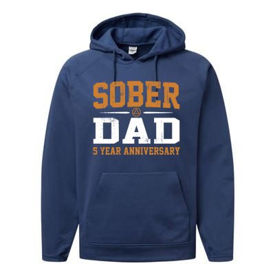 5 Years Sober Dad Aa Alcoholics Anonymous Recovery Sobriety Gift Performance Fleece Hoodie