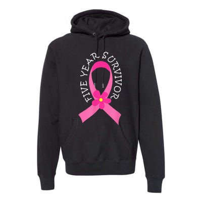 5 Year Survivor Pink Ribbon Breast Cancer Premium Hoodie