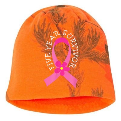 5 Year Survivor Pink Ribbon Breast Cancer Kati - Camo Knit Beanie