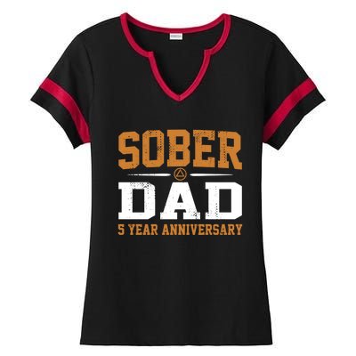 5 Years Sober Dad Aa Alcoholics Anonymous Recovery Sobriety Gift Ladies Halftime Notch Neck Tee