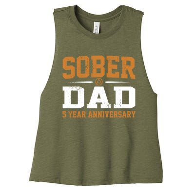 5 Years Sober Dad Aa Alcoholics Anonymous Recovery Sobriety Gift Women's Racerback Cropped Tank