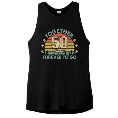 50 Years Together To Go Vintage Ladies PosiCharge Tri-Blend Wicking Tank