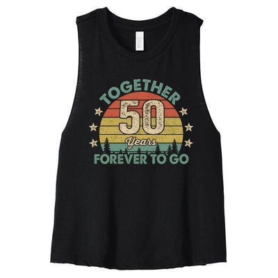 50 Years Together To Go Vintage Women's Racerback Cropped Tank