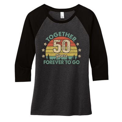 50 Years Together To Go Vintage Women's Tri-Blend 3/4-Sleeve Raglan Shirt