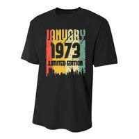 50 Years Vintage Legend Since January 1973 50th Birthday Youth Performance Sprint T-Shirt