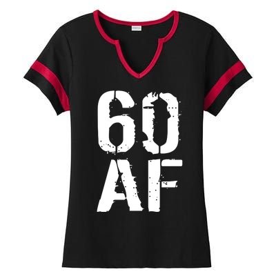 60 AF 60th Birthday Ladies Halftime Notch Neck Tee