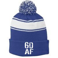 60 AF 60th Birthday Stripe Pom Pom Beanie