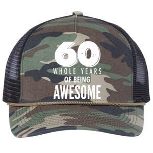 60 Whole Years Of Being Awesome Birthday Retro Rope Trucker Hat Cap