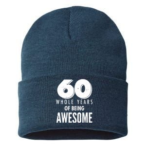 60 Whole Years Of Being Awesome Birthday Sustainable Knit Beanie