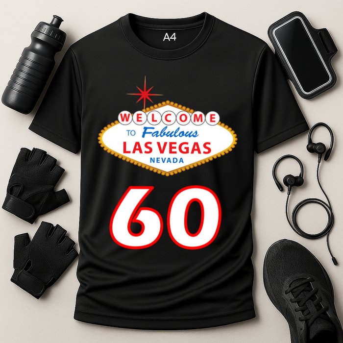 60 Years Old In Vegas - 60th Birthday Cooling Performance Crew T-Shirt