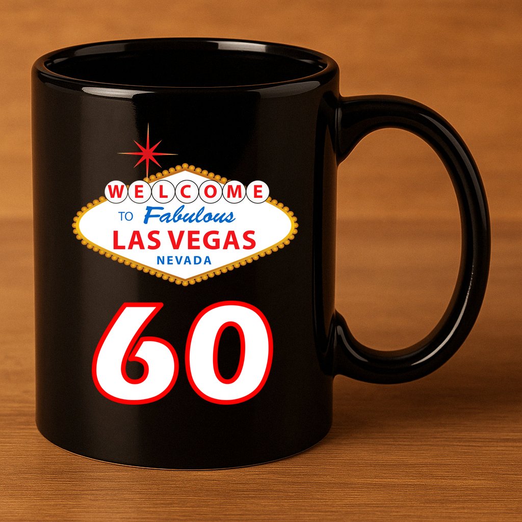 60 Years Old In Vegas - 60th Birthday 11oz C Handle Ceramic Mug