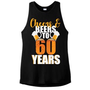 60th Birthday Cheers & Beers To 60 Years Ladies PosiCharge Tri-Blend Wicking Tank