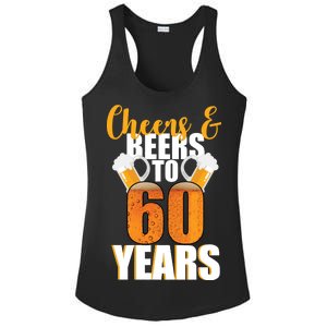 60th Birthday Cheers & Beers To 60 Years Ladies PosiCharge Competitor Racerback Tank