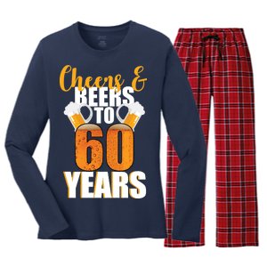 60th Birthday Cheers & Beers To 60 Years Women's Long Sleeve Flannel Pajama Set 