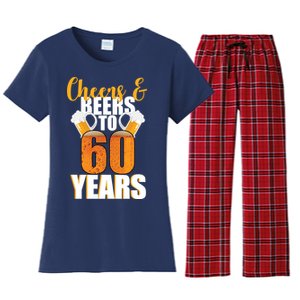 60th Birthday Cheers & Beers To 60 Years Women's Flannel Pajama Set