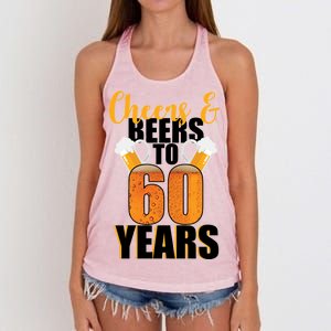 60th Birthday Cheers & Beers To 60 Years Women's Knotted Racerback Tank