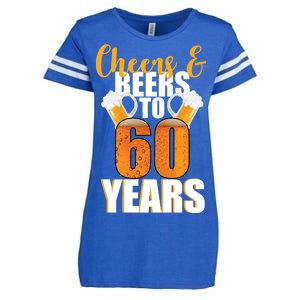 60th Birthday Cheers & Beers To 60 Years Enza Ladies Jersey Football T-Shirt