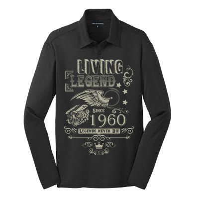 60th Birthday Legend Since 1960 Silk Touch Performance Long Sleeve Polo