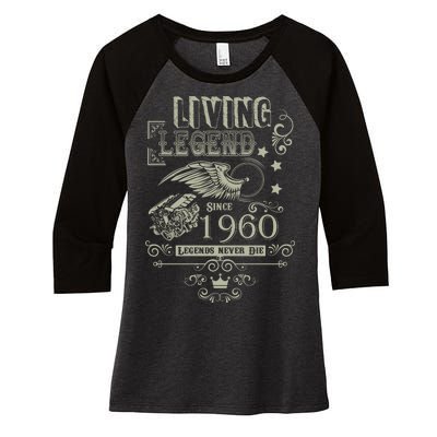 60th Birthday Legend Since 1960 Women's Tri-Blend 3/4-Sleeve Raglan Shirt