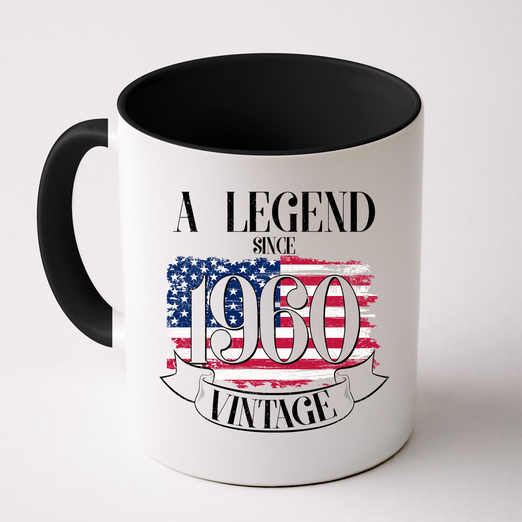 60th Birthday Legend Since 1960 Vintage USA Flag Mug