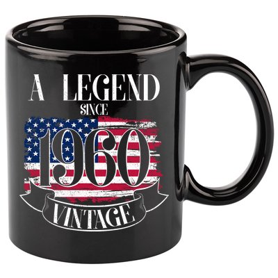 60th Birthday Legend Since 1960 Vintage USA Flag 11oz C Handle Ceramic Mug