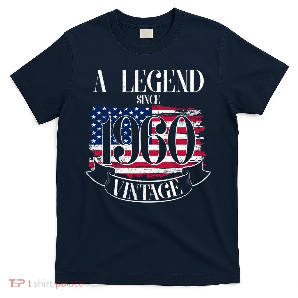 60th Birthday Legend Since 1960 Vintage USA Flag T-Shirt