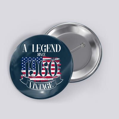60th Birthday Legend Since 1960 Vintage USA Flag Button