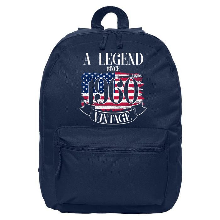 60th Birthday Legend Since 1960 Vintage USA Flag 16 in Basic Backpack