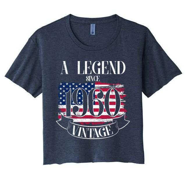 60th Birthday Legend Since 1960 Vintage USA Flag Crop Top