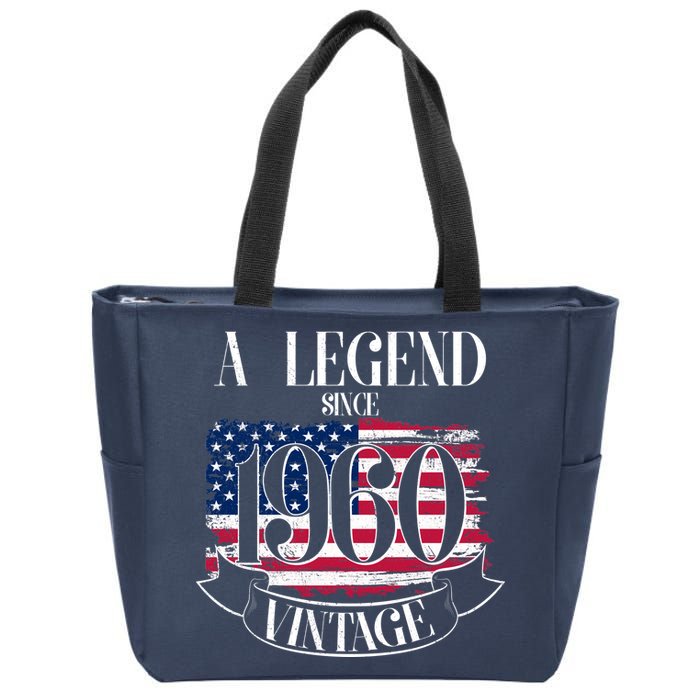 60th Birthday Legend Since 1960 Vintage USA Flag Zip Tote Bag