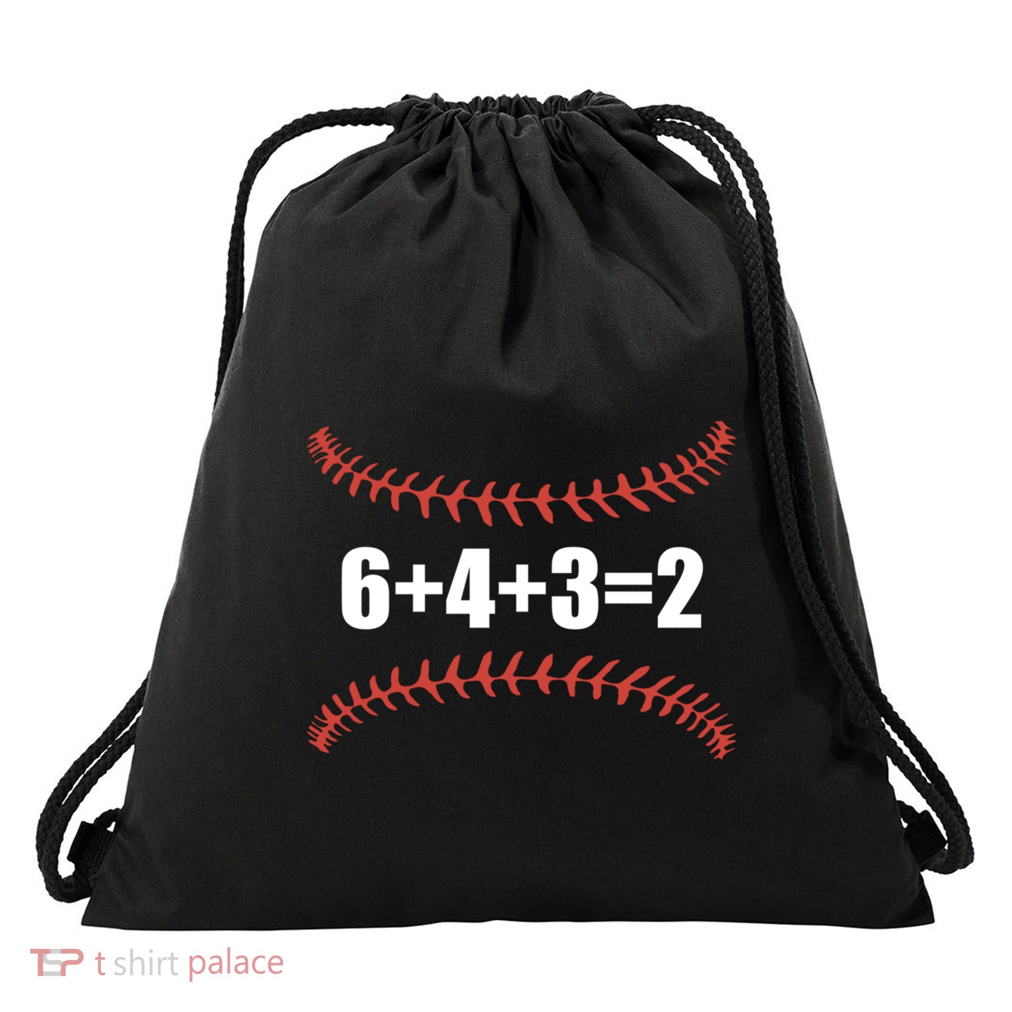 6+4+3 2 Baseball Double Play Funny Baseball Lover Player Cute Gift Drawstring Bag