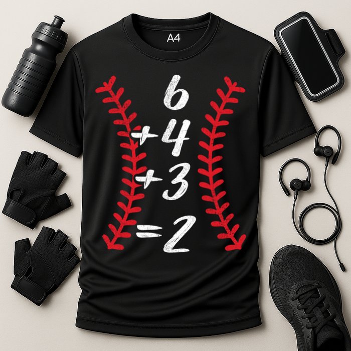 6+4+3 2 Baseball Laces Funny Double Play Math Turn Two Cute Gift Cooling Performance Crew T-Shirt