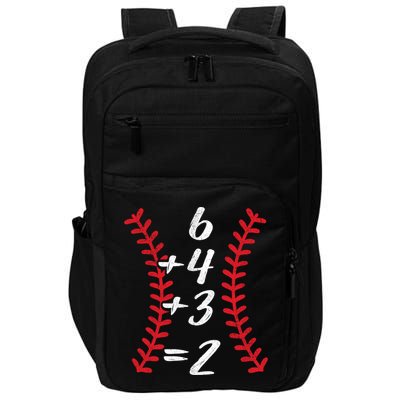 6+4+3 2 Baseball Laces Funny Double Play Math Turn Two Cute Gift Impact Tech Backpack