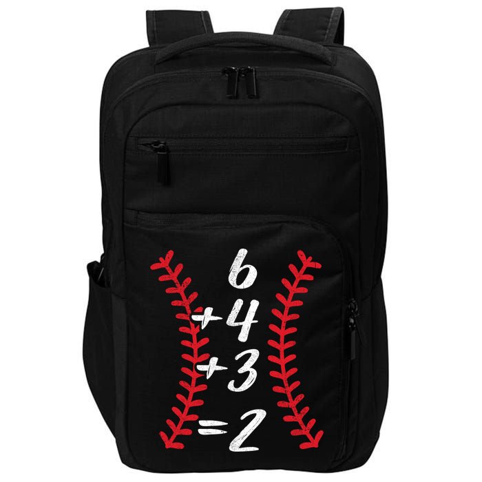6+4+3 2 Baseball Laces Funny Double Play Math Turn Two Cute Gift Impact Tech Backpack