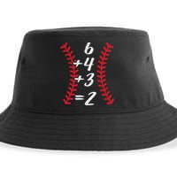 6+4+3 2 Baseball Laces Funny Double Play Math Turn Two Cute Gift Sustainable Bucket Hat