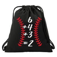 6+4+3 2 Baseball Laces Funny Double Play Math Turn Two Cute Gift Drawstring Bag