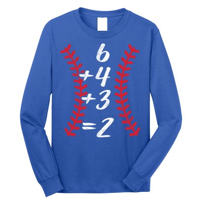 6+4+3 2 Baseball Laces Funny Double Play Math Turn Two Cute Gift Long Sleeve Shirt
