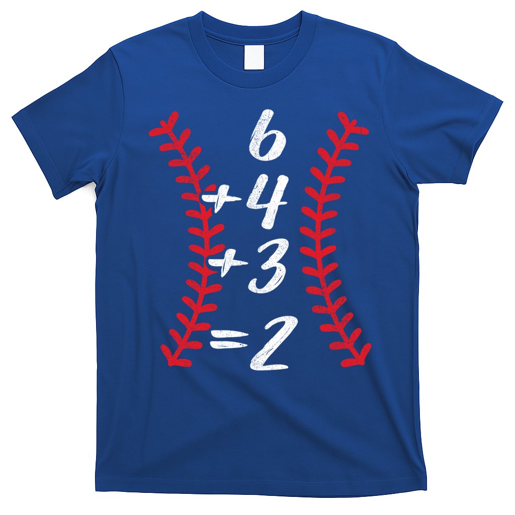 6+4+3 2 Baseball Laces Funny Double Play Math Turn Two Cute Gift T-Shirt