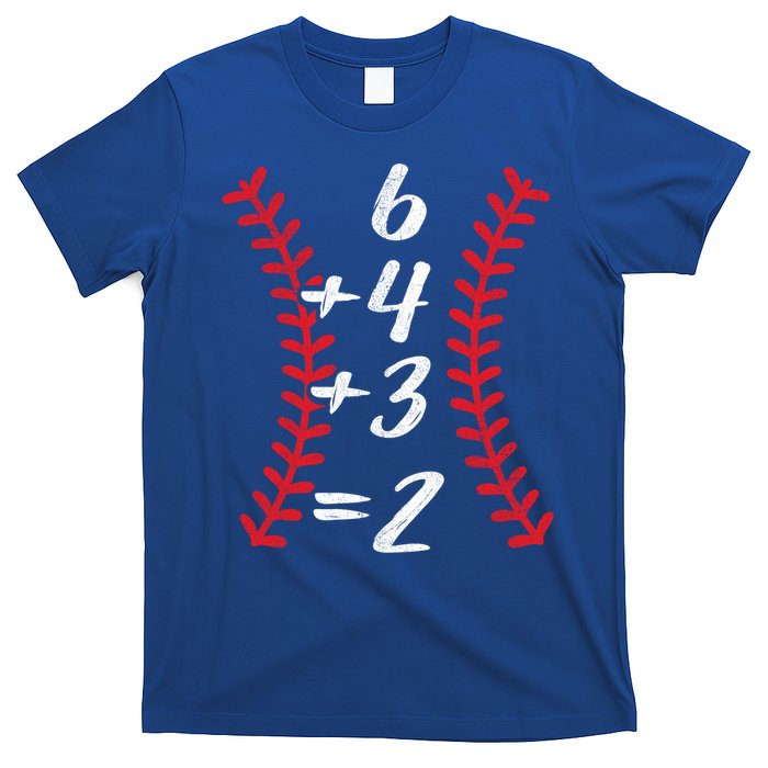 6+4+3 2 Baseball Laces Funny Double Play Math Turn Two Cute Gift T-Shirt