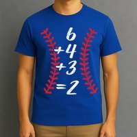 6+4+3 2 Baseball Laces Funny Double Play Math Turn Two Cute Gift T-Shirt