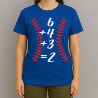 6+4+3 2 Baseball Laces Funny Double Play Math Turn Two Cute Gift T-Shirt