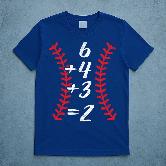 6+4+3 2 Baseball Laces Funny Double Play Math Turn Two Cute Gift T-Shirt
