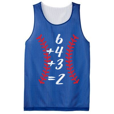 6+4+3 2 Baseball Laces Funny Double Play Math Turn Two Cute Gift Mesh Reversible Basketball Jersey Tank