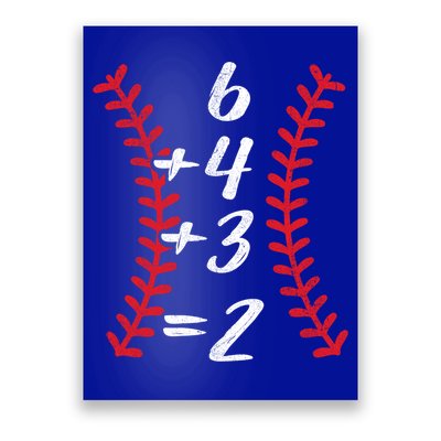 6+4+3 2 Baseball Laces Funny Double Play Math Turn Two Cute Gift Poster