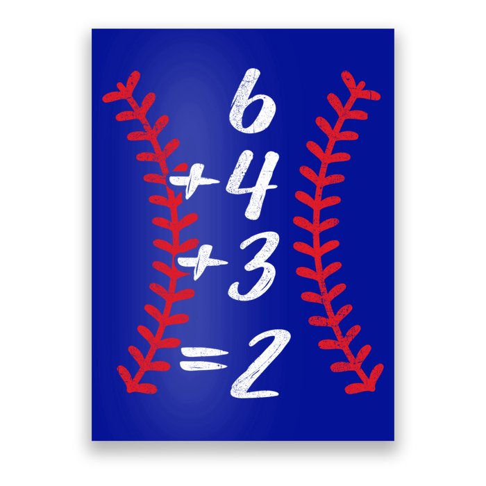 6+4+3 2 Baseball Laces Funny Double Play Math Turn Two Cute Gift Poster