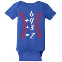 6+4+3 2 Baseball Laces Funny Double Play Math Turn Two Cute Gift Baby Bodysuit